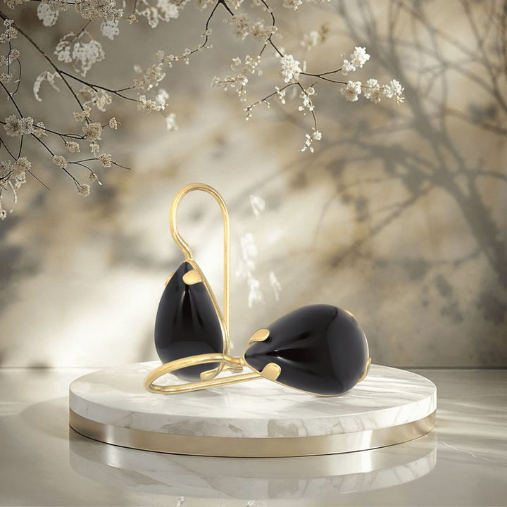 עגילי טיפה זהב צהוב תלויים – אוניקס