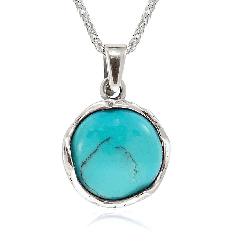 תליון זהב לבן טורקיז מעוטר קבושון