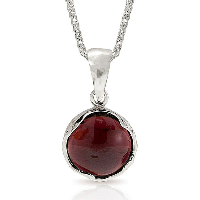 תליון זהב לבן גרנט מעוטר עגול