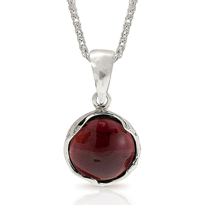 תליון זהב לבן גרנט מעוטר עגול