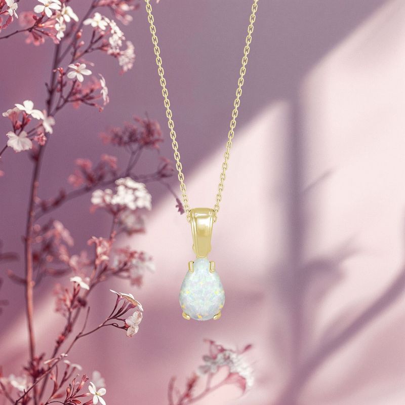 תליון טיפה קלאסי ציפוי זהב אופל לבן