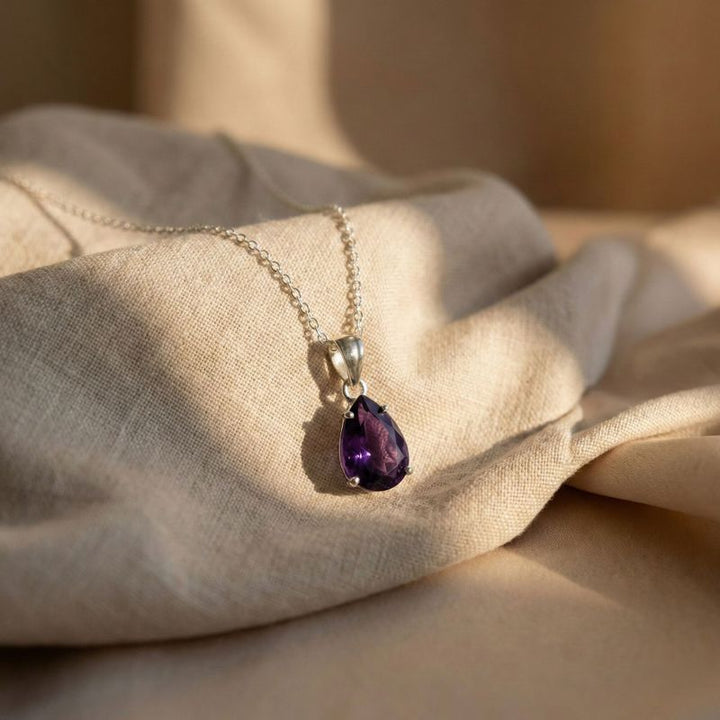 תליון טיפה קלאסי כסף אמטיסט מלאכותי
