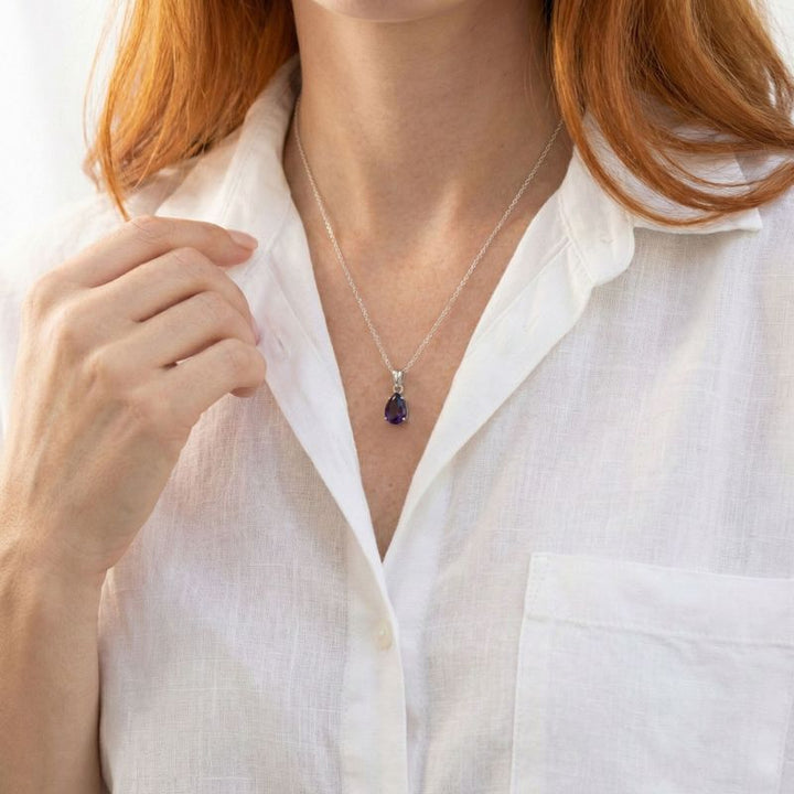 תליון טיפה קלאסי כסף אמטיסט מלאכותי