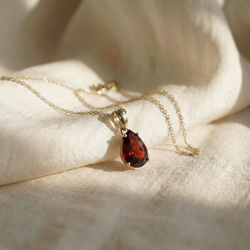 תליון טיפה קלאסי ציפוי זהב גרנט מלאכותי