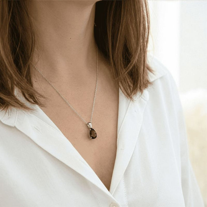 תליון טיפה קלאסי כסף גרנט מלאכותי