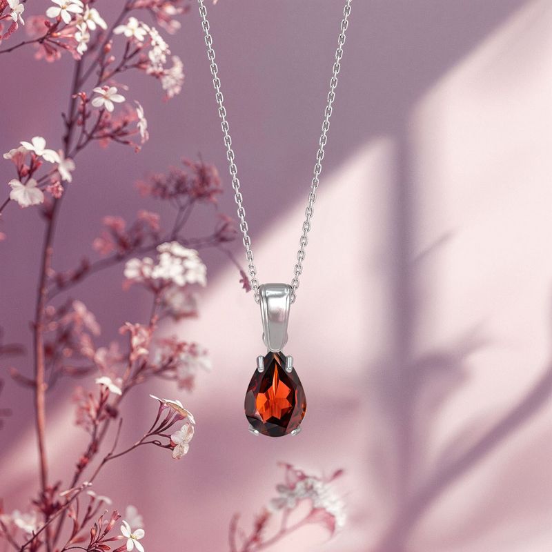 תליון טיפה קלאסי כסף גרנט מלאכותי