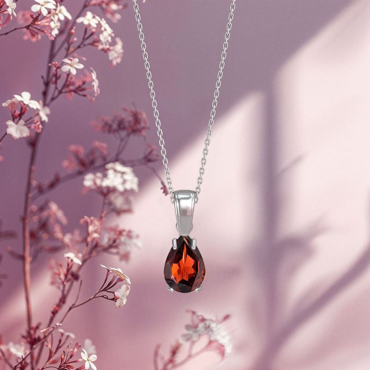 תליון טיפה קלאסי כסף גרנט מלאכותי