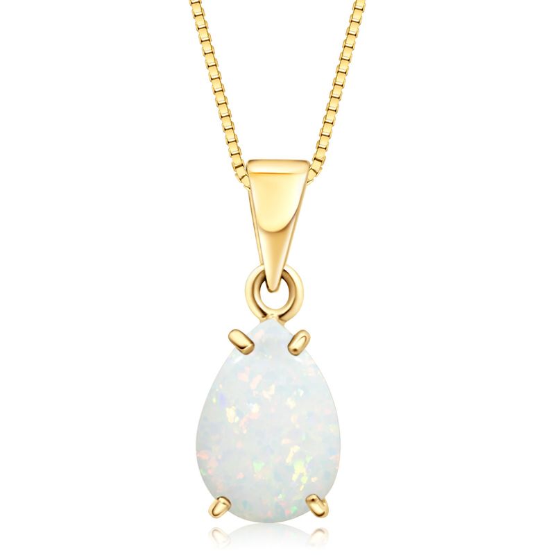 תליון טיפה זהב 14 קראט אופל לבן