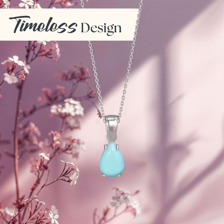 תליון טיפה קלאסי כסף טורקיז מלאכותי