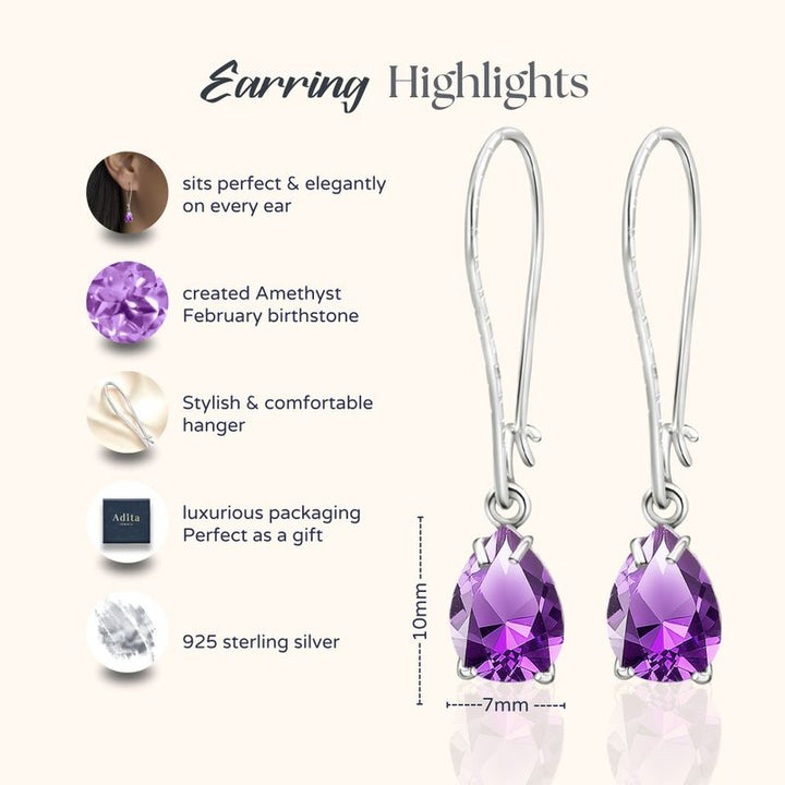 עגילי כסף תלויים – אמטיסט סגול