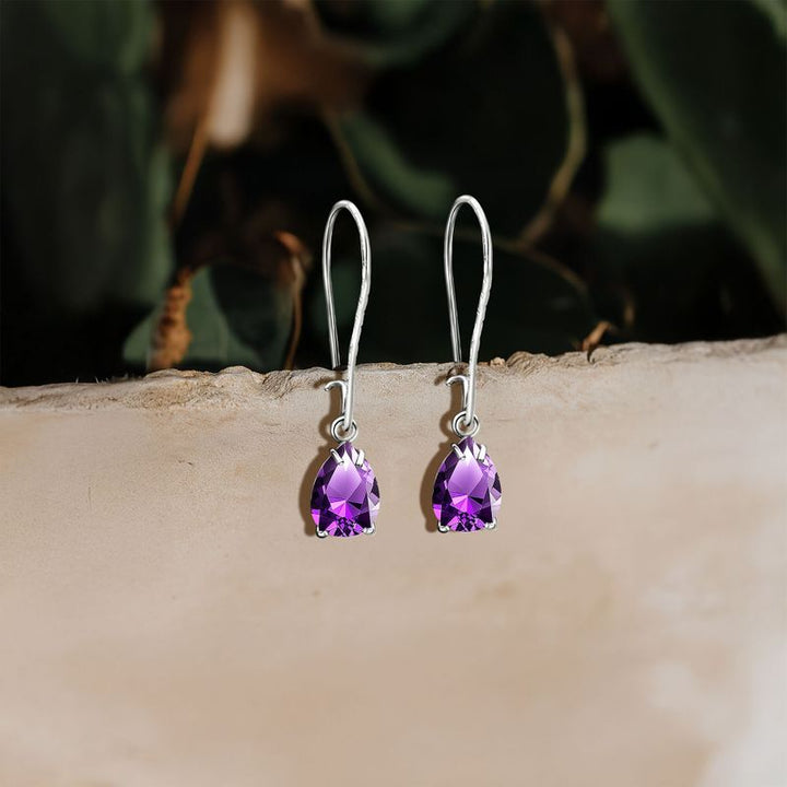 עגילי כסף תלויים – אמטיסט סגול