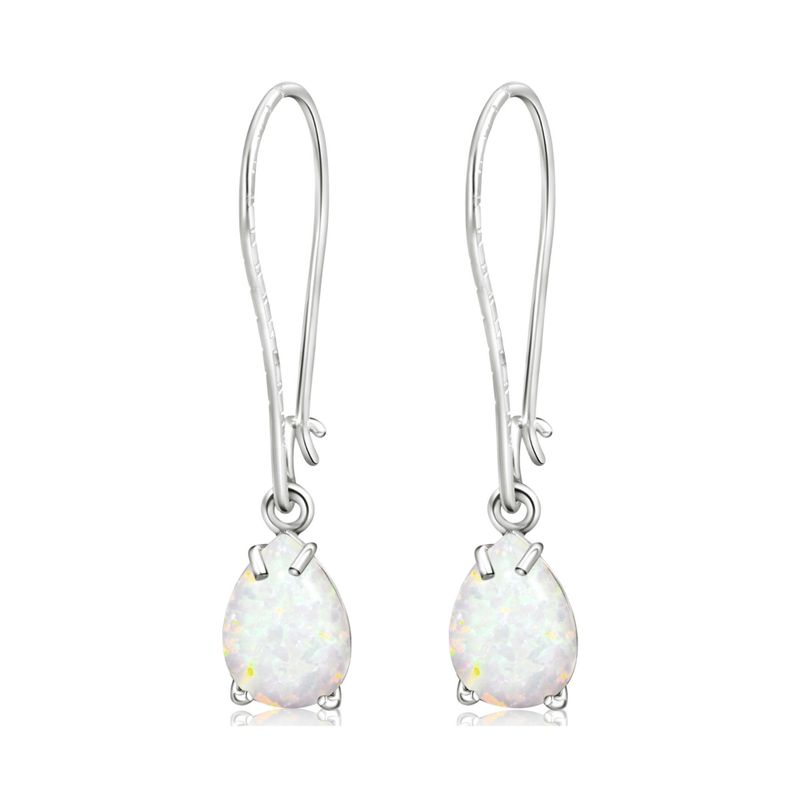 Серьги-подвески из серебра 925 пробы с белым опалом.