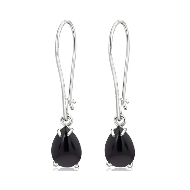 Серьги-подвески из серебра 925 пробы с ониксом.