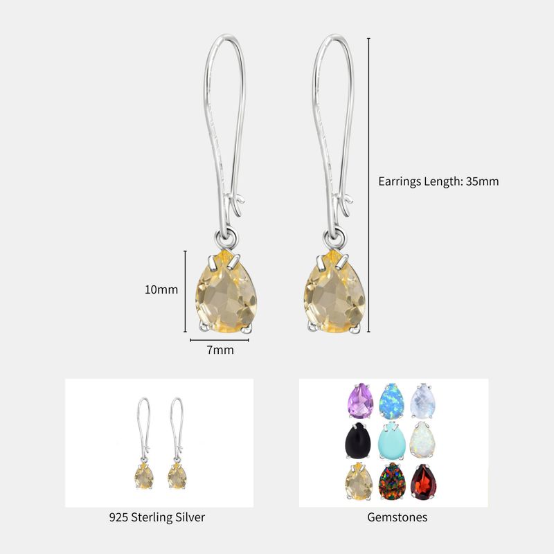 עגילי כסף תלויים – סיטרין צהוב