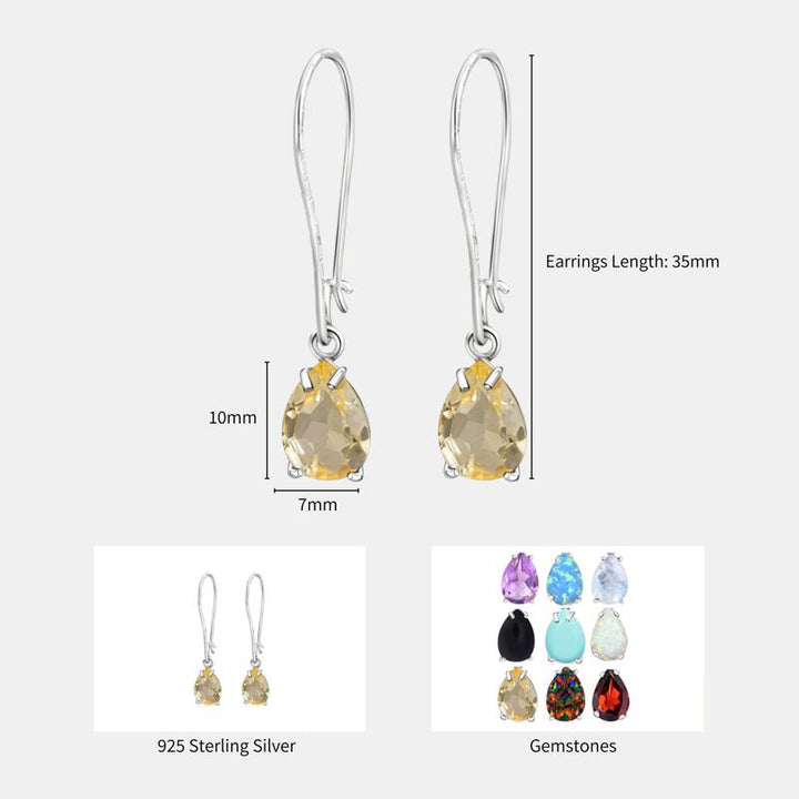 עגילי כסף תלויים – סיטרין צהוב