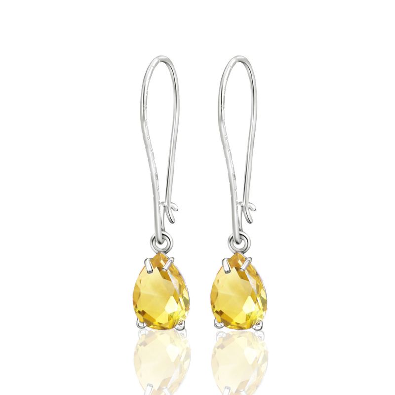 עגילי כסף תלויים – סיטרין צהוב