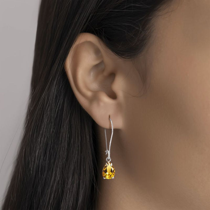 עגילי כסף תלויים – סיטרין צהוב