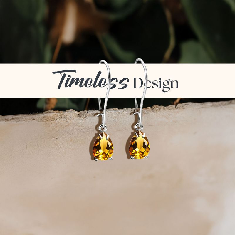 עגילי כסף תלויים – סיטרין צהוב