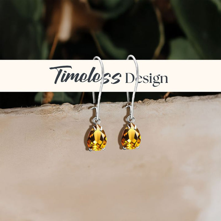 עגילי כסף תלויים – סיטרין צהוב