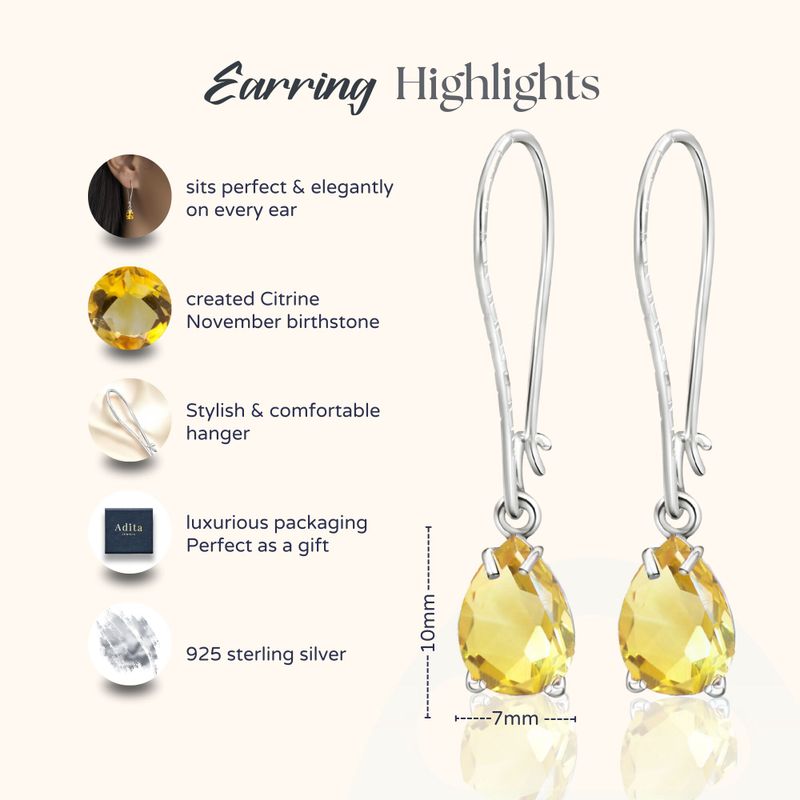 עגילי כסף תלויים – סיטרין צהוב