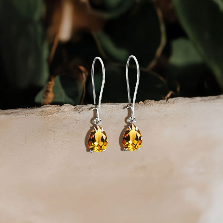 עגילי כסף תלויים – סיטרין צהוב