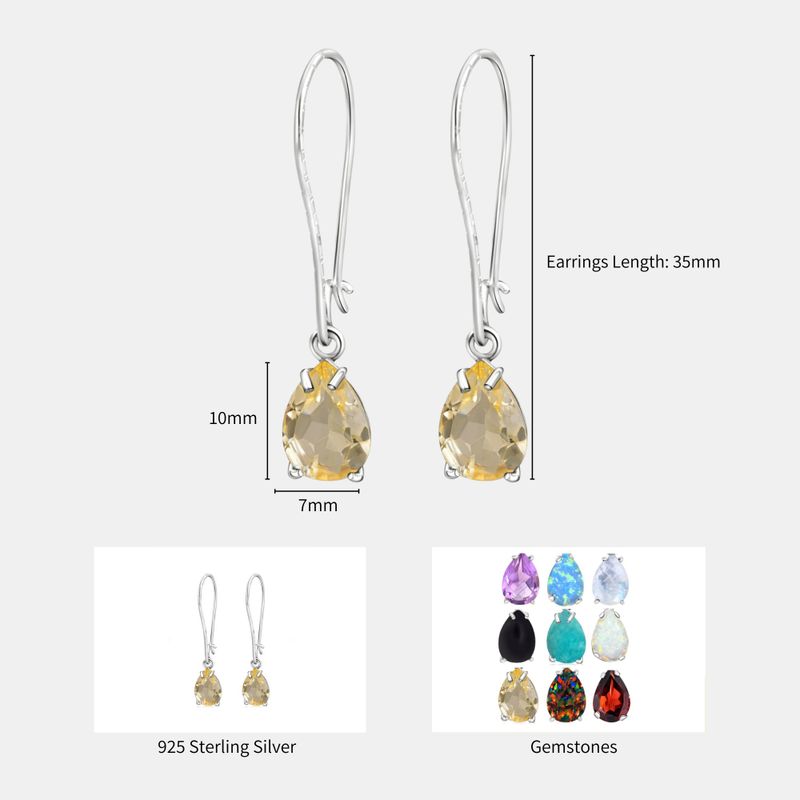 עגילי כסף תלויים – סיטרין צהוב