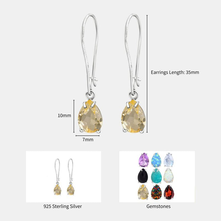 עגילי כסף תלויים – סיטרין צהוב