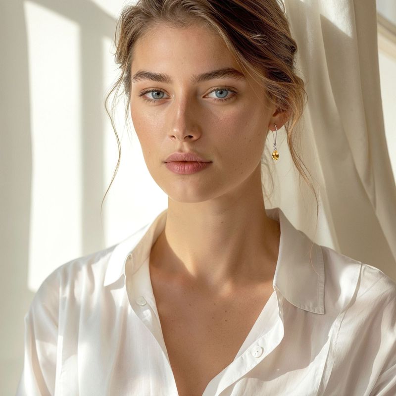 עגילי כסף תלויים – סיטרין צהוב