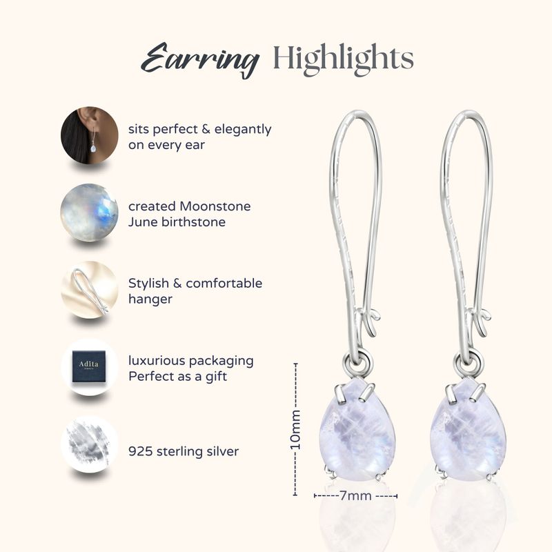 עגילי כסף תלויים – מונסטון לבן