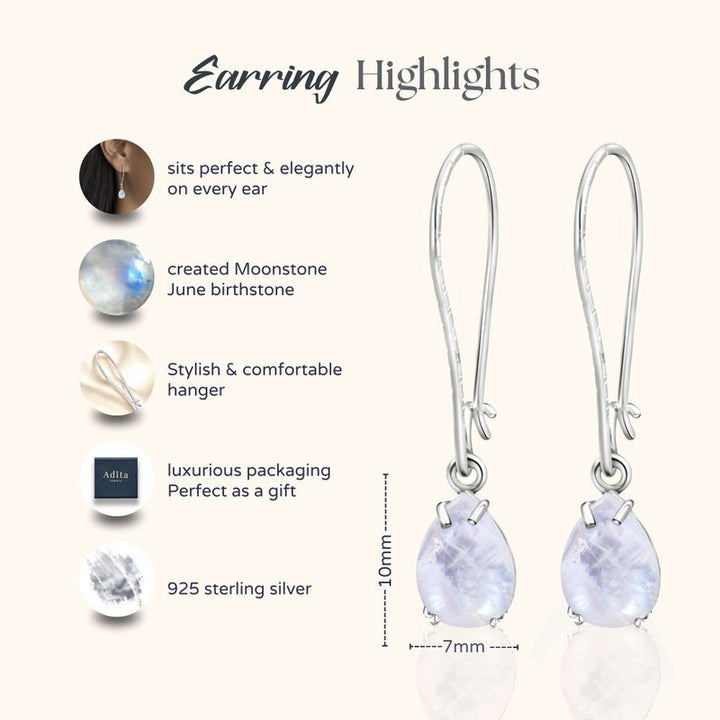 עגילי כסף תלויים – מונסטון לבן