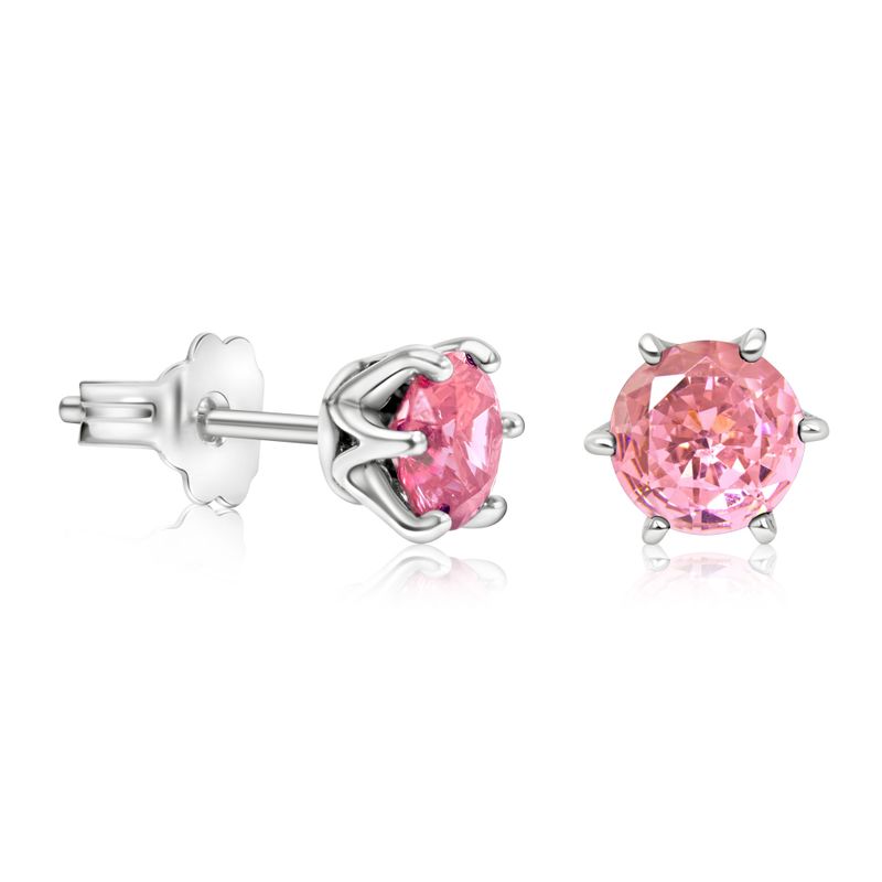 Серьги из серебра 925 пробы с розовым цирконом