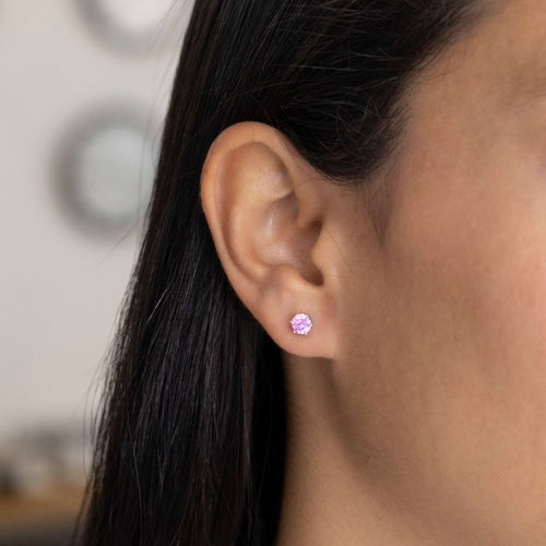 Серьги из серебра 925 пробы с розовым цирконом