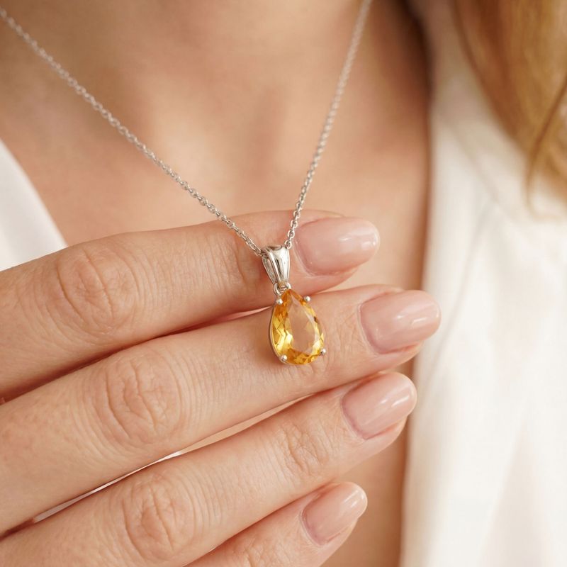 תליון טיפה קלאסי כסף סיטרין מלאכותי