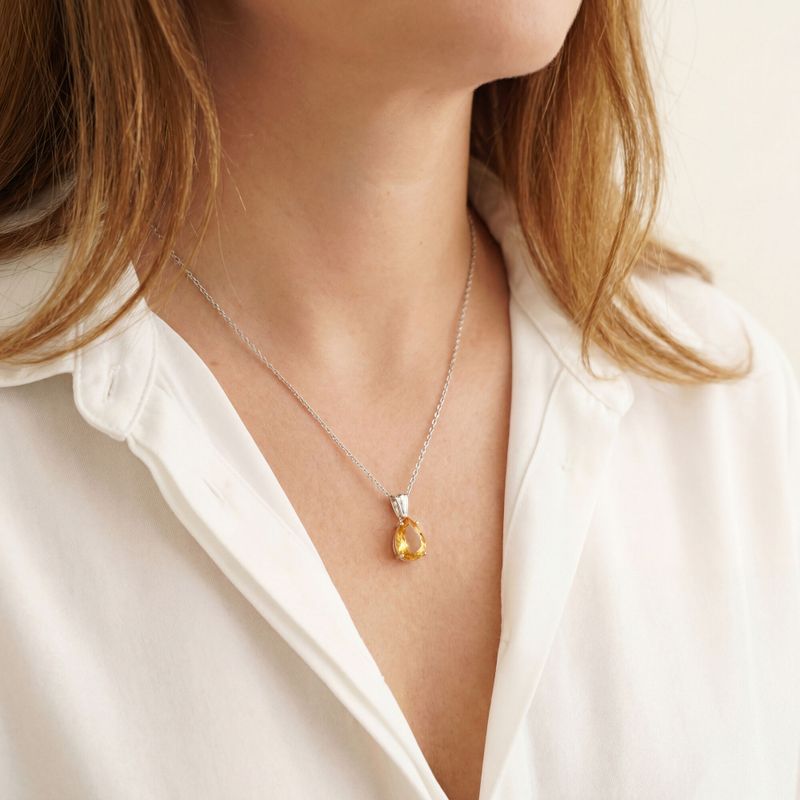 תליון טיפה קלאסי כסף סיטרין מלאכותי