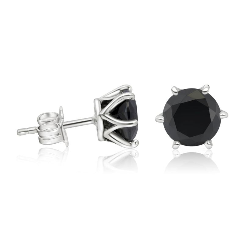 Серьги из серебра 925 пробы с черным цирконием