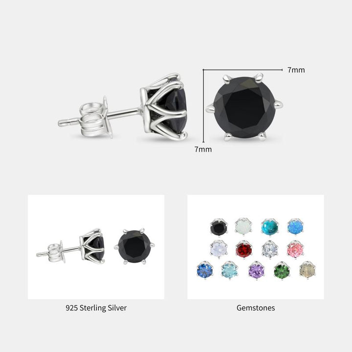 עגילי כסף אמיתי 925 צמודים זירקון שחור