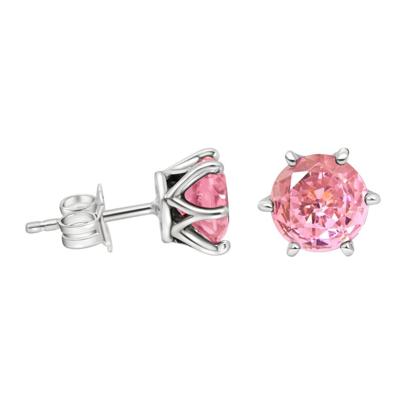 Серьги из серебра 925 пробы с розовым цирконом