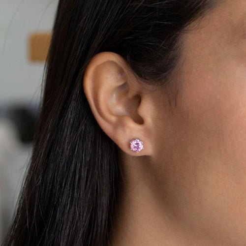 Серьги из серебра 925 пробы с розовым цирконом