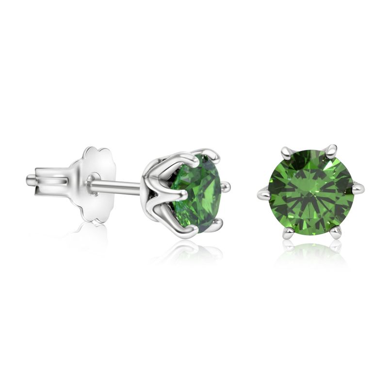 Серьги из серебра 925 пробы с зеленым цирконом