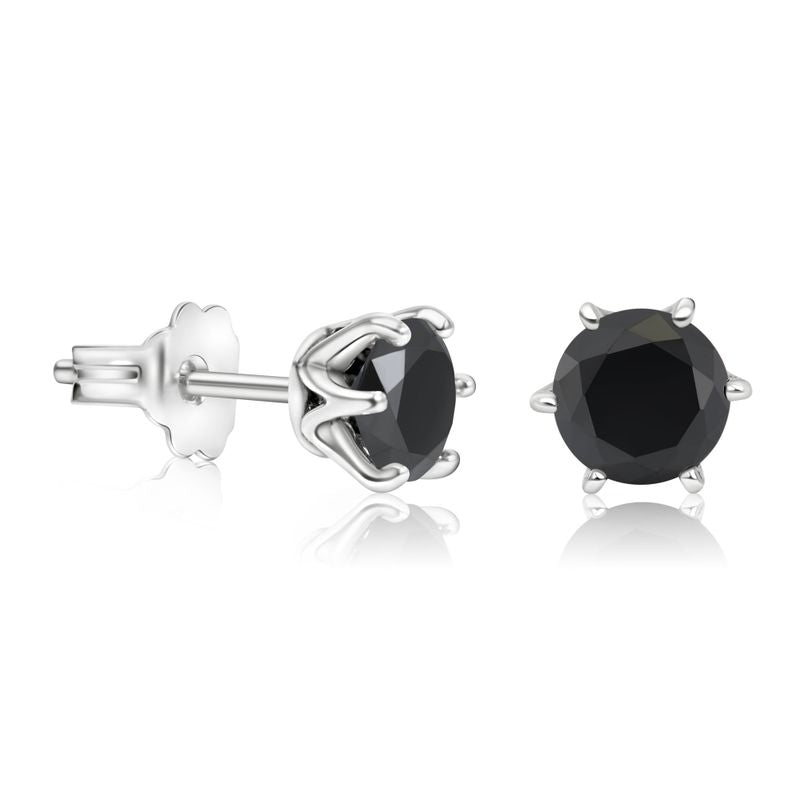 Серьги из серебра 925 пробы с черным цирконием