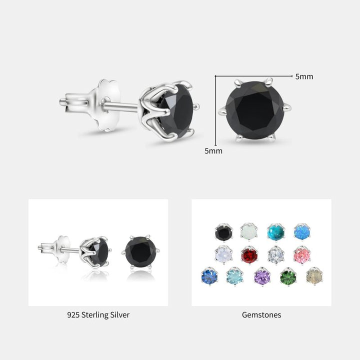 עגילי כסף אמיתי 925 צמודים זירקון שחור