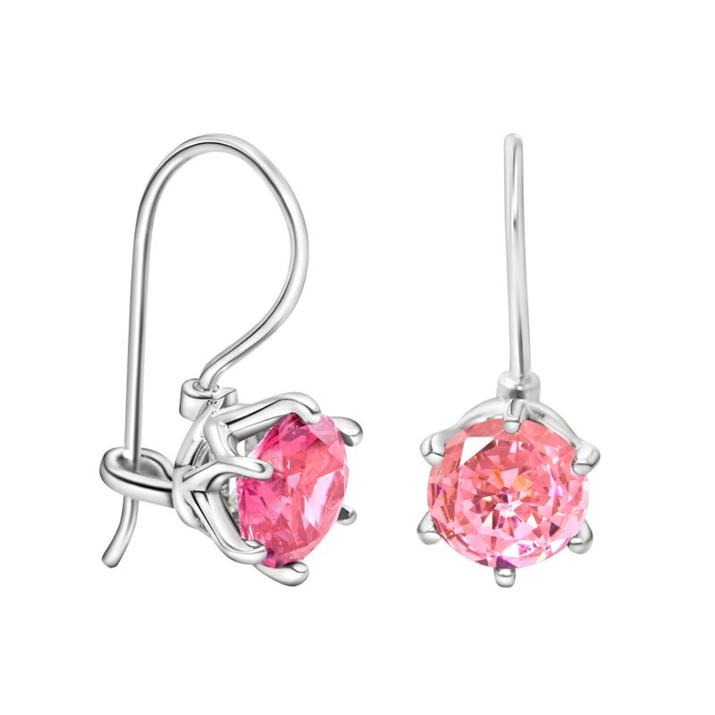 Серьги-подвески из серебра с розовыми цирконами