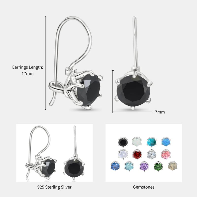 עגילים תלויים מכסף זירקון שחור