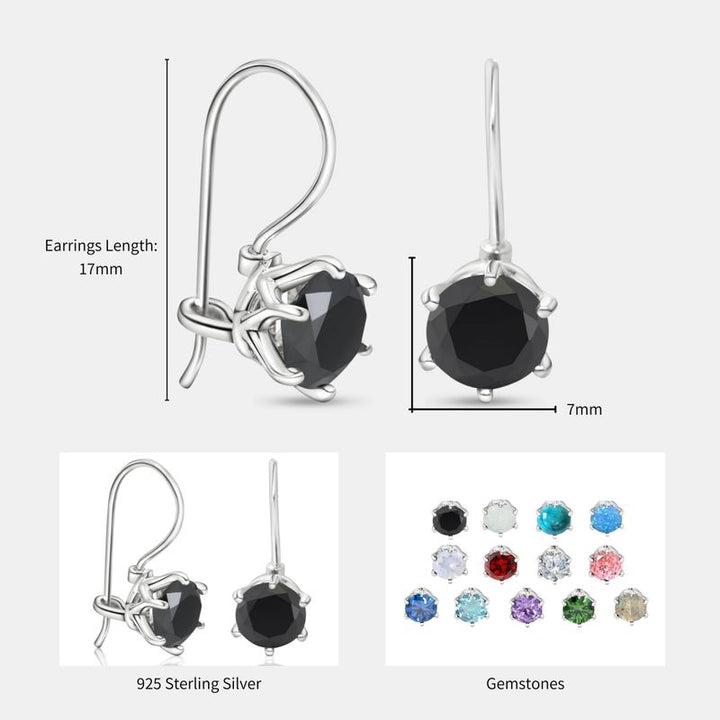 עגילים תלויים מכסף זירקון שחור