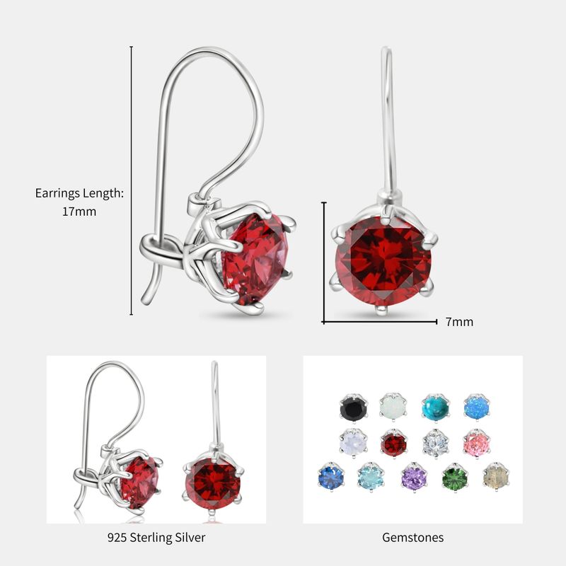 עגילים תלויים מכסף אבן גארנט