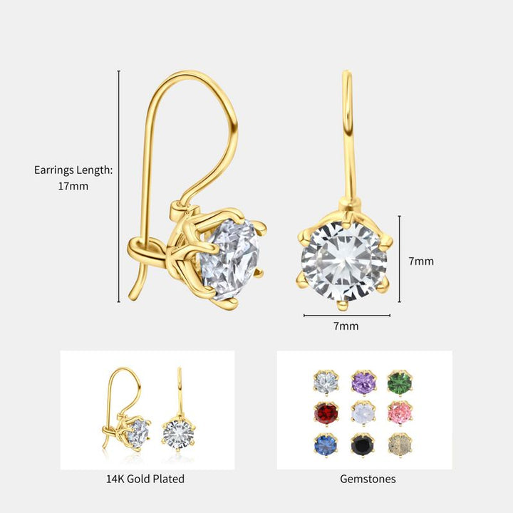 עגילים תלויים ציפוי זהב זירקון