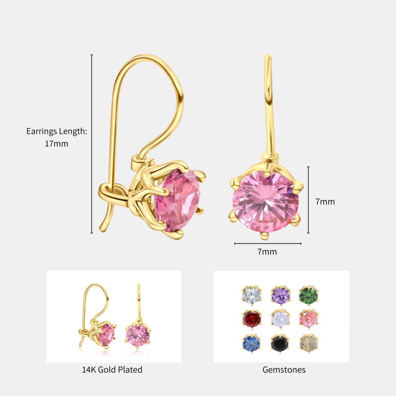 עגילים תלויים ציפוי זהב זירקון ורוד