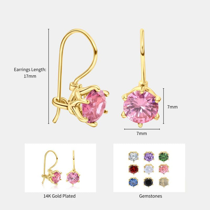 עגילים תלויים ציפוי זהב זירקון ורוד