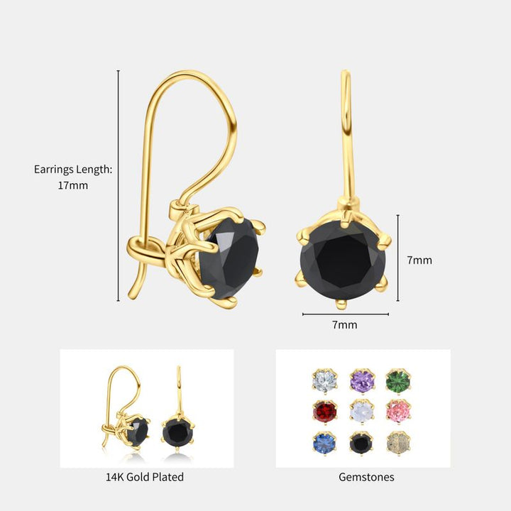 עגילים תלויים ציפוי זהב זירקון שחור