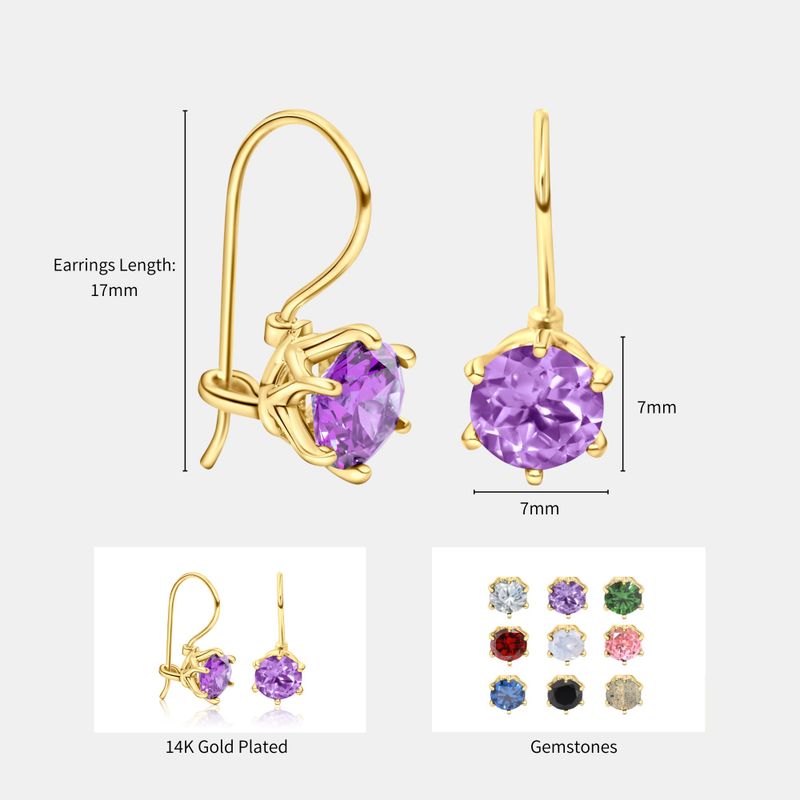 עגילים תלויים ציפוי זהב אבן אמטיסט